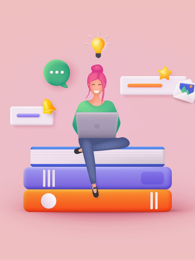 Rentree-illustration-femme-livres-ordinateur-reseaux