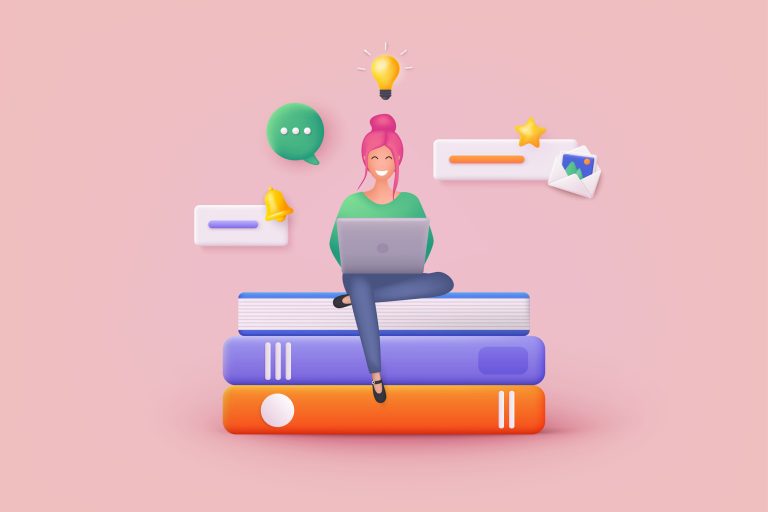 Rentree-illustration-femme-livres-ordinateur-reseaux