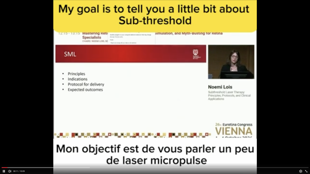 Euretina 2026 Live_Noemi Lois – Le laser micropulse : cours pour les débutants Euretina 2026 Live_Noemi Lois - Le laser micropulse : cours pour les débutants